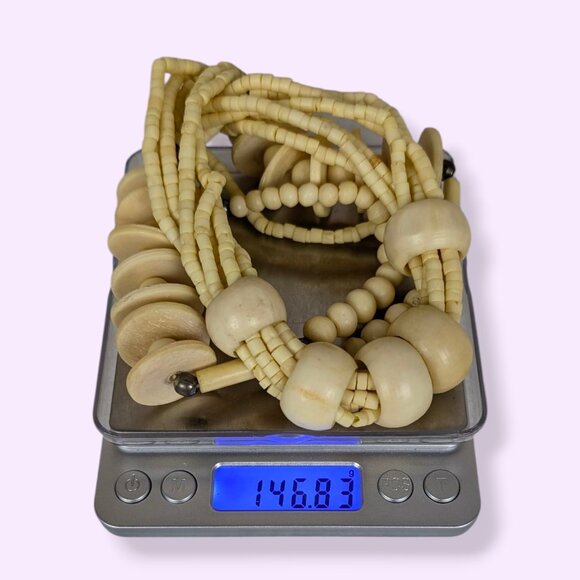 Vintage 7-Strand Bone Bead Necklace - Picture 6 of 6